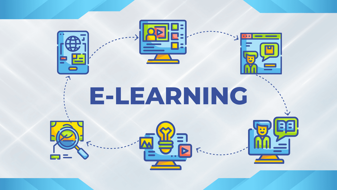 E-learning symboliseret med grafik